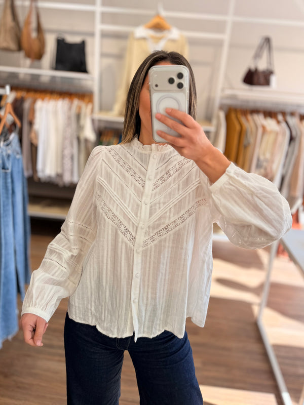 Blusa algodón puntilla