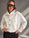 Campera denim bomber blanca