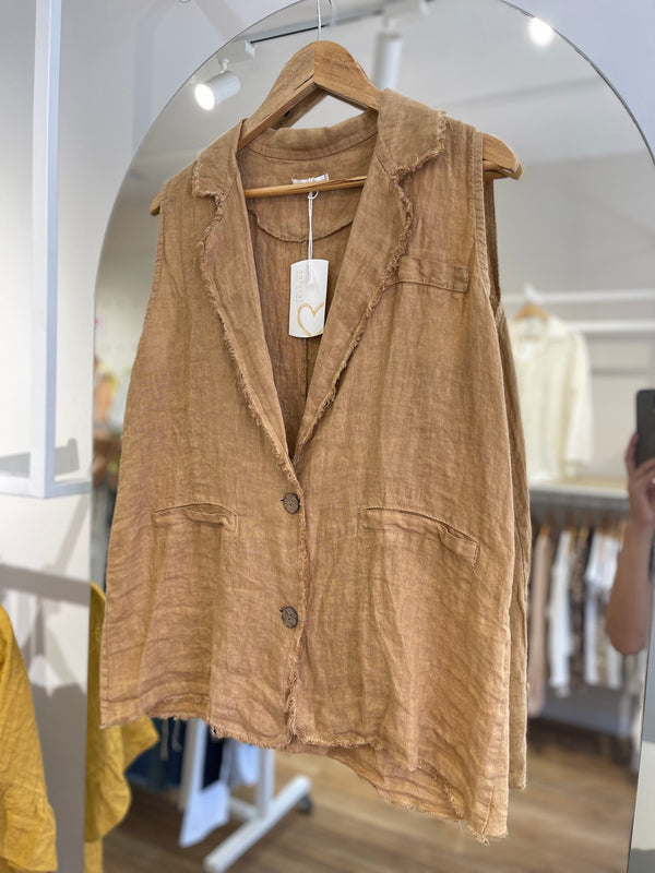 Chaleco lino largo