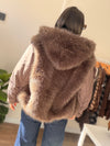 Campera puffer pelo y capucha