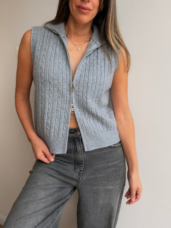 Chaleco tejido doble cierre