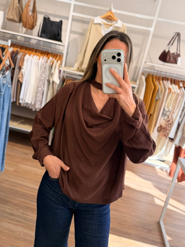 Blusa cuello drapeado