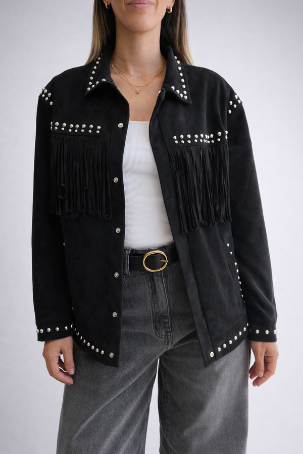 Chaqueta flecos efecto ante