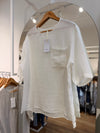 Blusa lino lentejuela bolsillo