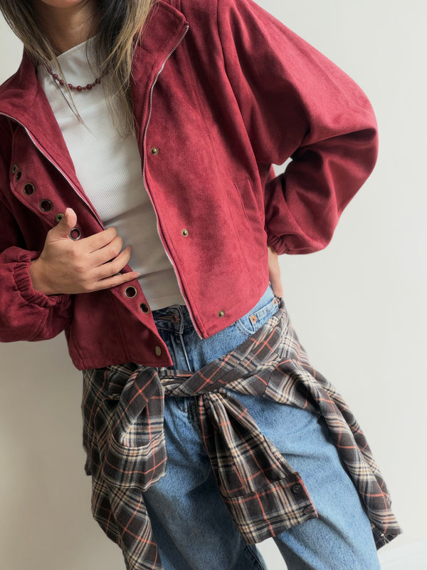 Chaqueta efecto gamuza aros