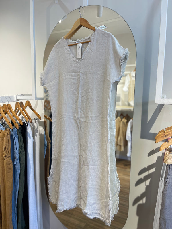 Vestido lino flecos