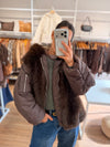 Campera puffer pelo y capucha
