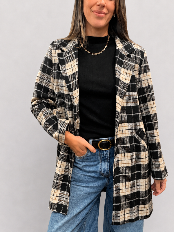 Chaqueta larga a cuadros