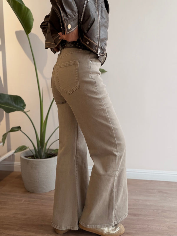 Jeans wide leg beige