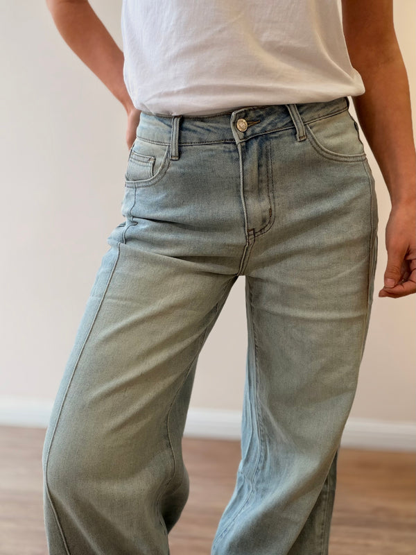 Jeans Palazzo dobladillo rayas