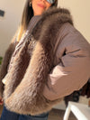 Campera puffer pelo y capucha