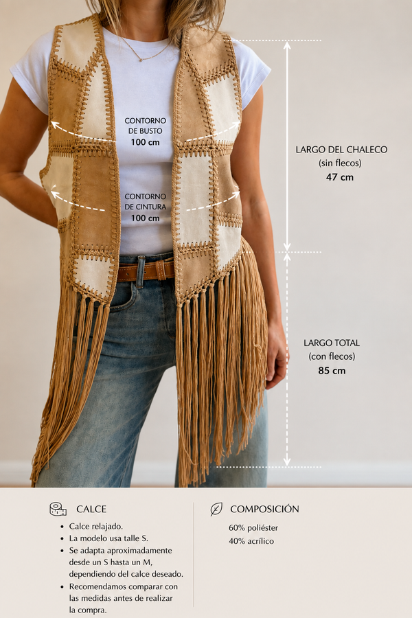Chaleco Flecos Boho