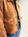 Chaqueta efecto gamuza bolsillo