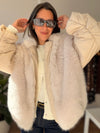 Campera puffer pelo y capucha