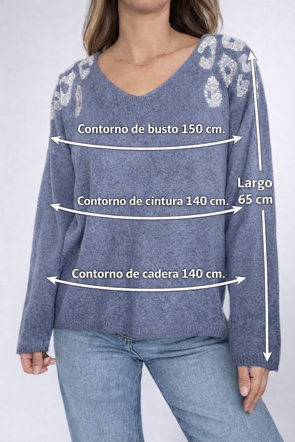 Buzo punto print plateado