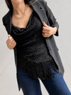 Blusa encaje flecos