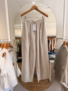 Pantalón palazzo de lino con cintura elástica