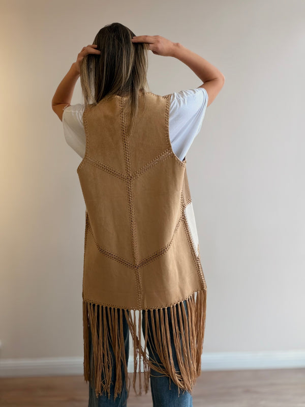 Chaleco boho Gamuzado con Flecos
