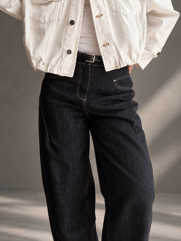 Jeans Barrel negro azulado