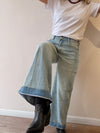 Jeans Palazzo dobladillo rayas