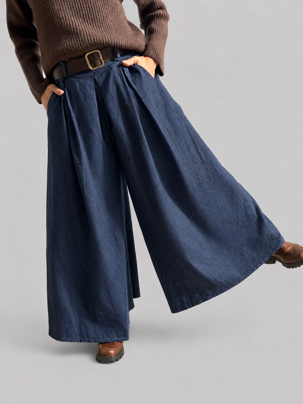 Pantalón palazzo Denim con cinto