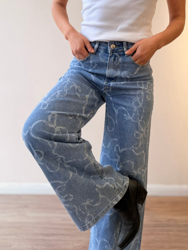 Jeans wide leg lazos