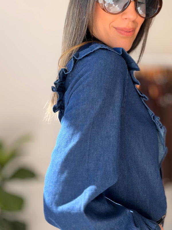 Camisa denim volado