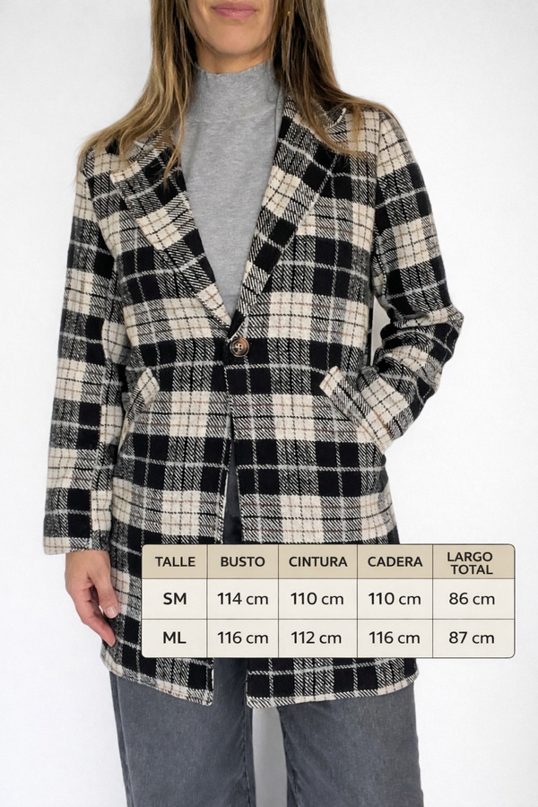 Chaqueta larga a cuadros