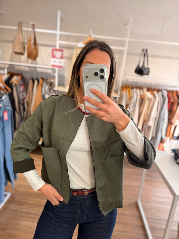 Chaqueta fina efecto ante