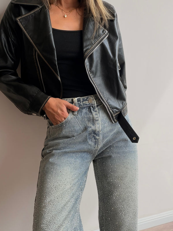 Jeans recto brillo