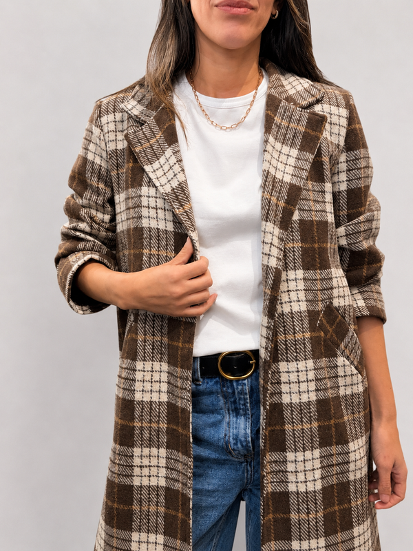 Chaqueta larga a cuadros