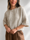 Blusa lino lentejuela bolsillo