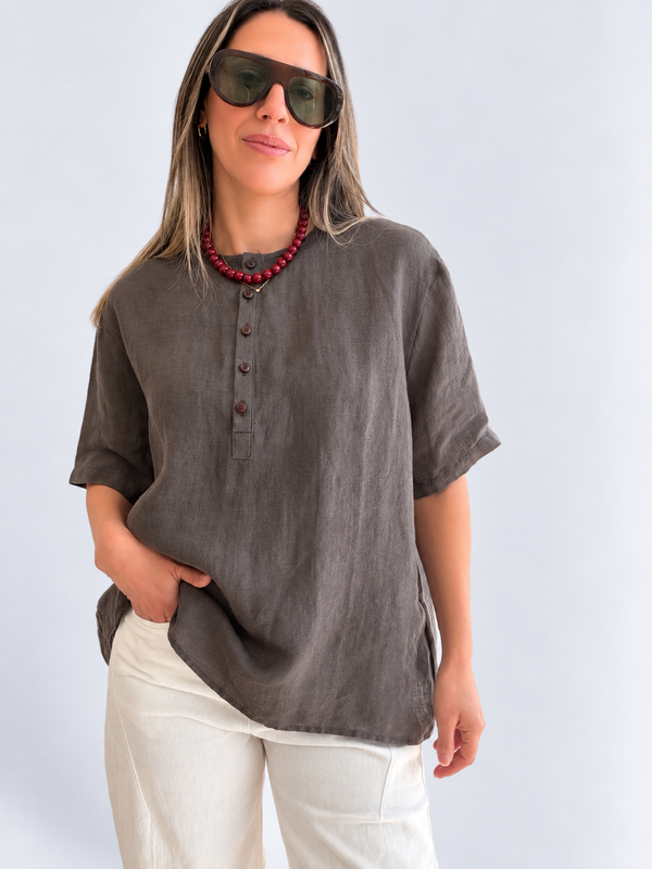 Blusa lino oversize con botones