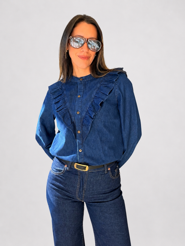 Camisa denim volado