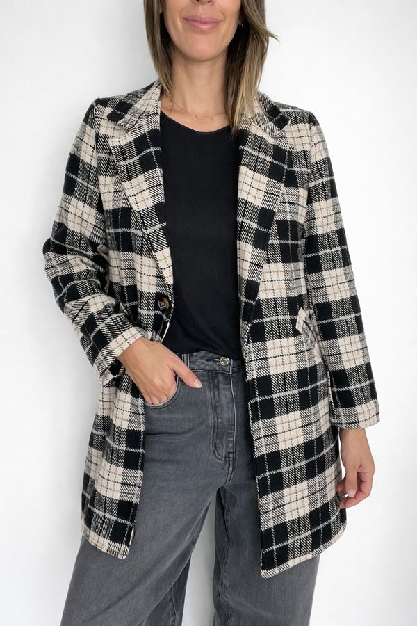 Chaqueta larga a cuadros