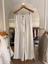 Pantalón palazzo de lino con cintura elástica