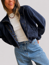 Chaqueta efecto gamuza aros