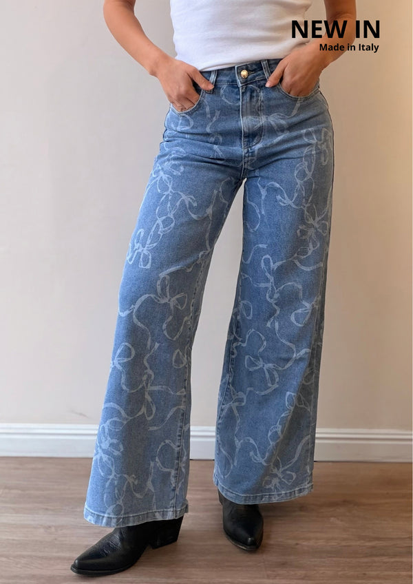 Jeans wide leg lazos