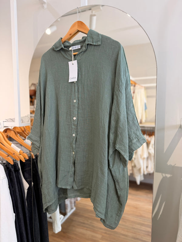 Maxi camisa lino oversize